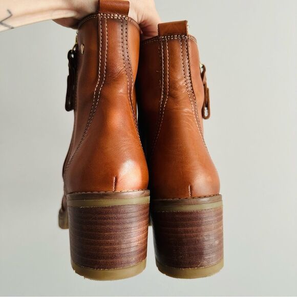 Pikolinos Llanes Brandy Zip Calfskin Leather Ankle Boots Cognac Brown 8.5 9 - Picture 4 of 12